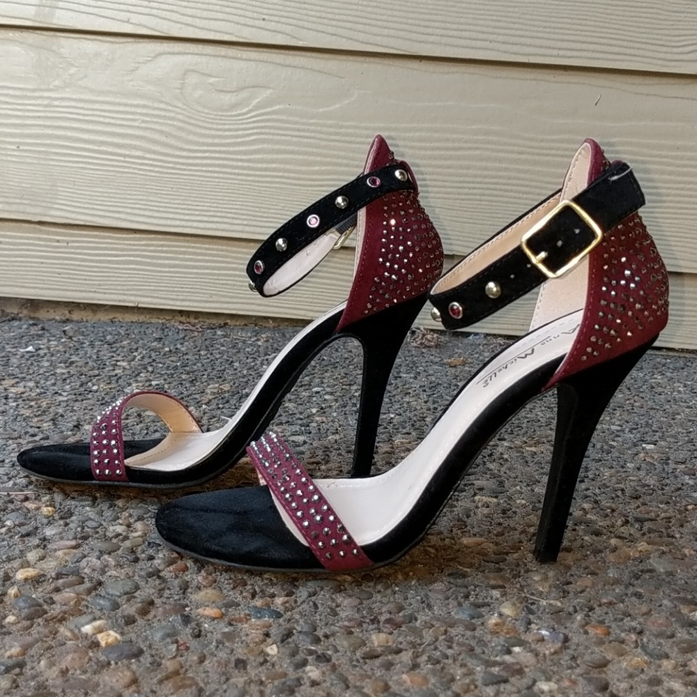 Studded ankle strap heels (run large)
